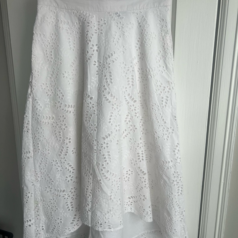 Rachel Roy Collection Skirt Eyelet Lace Circle High Low Midi Cotton White